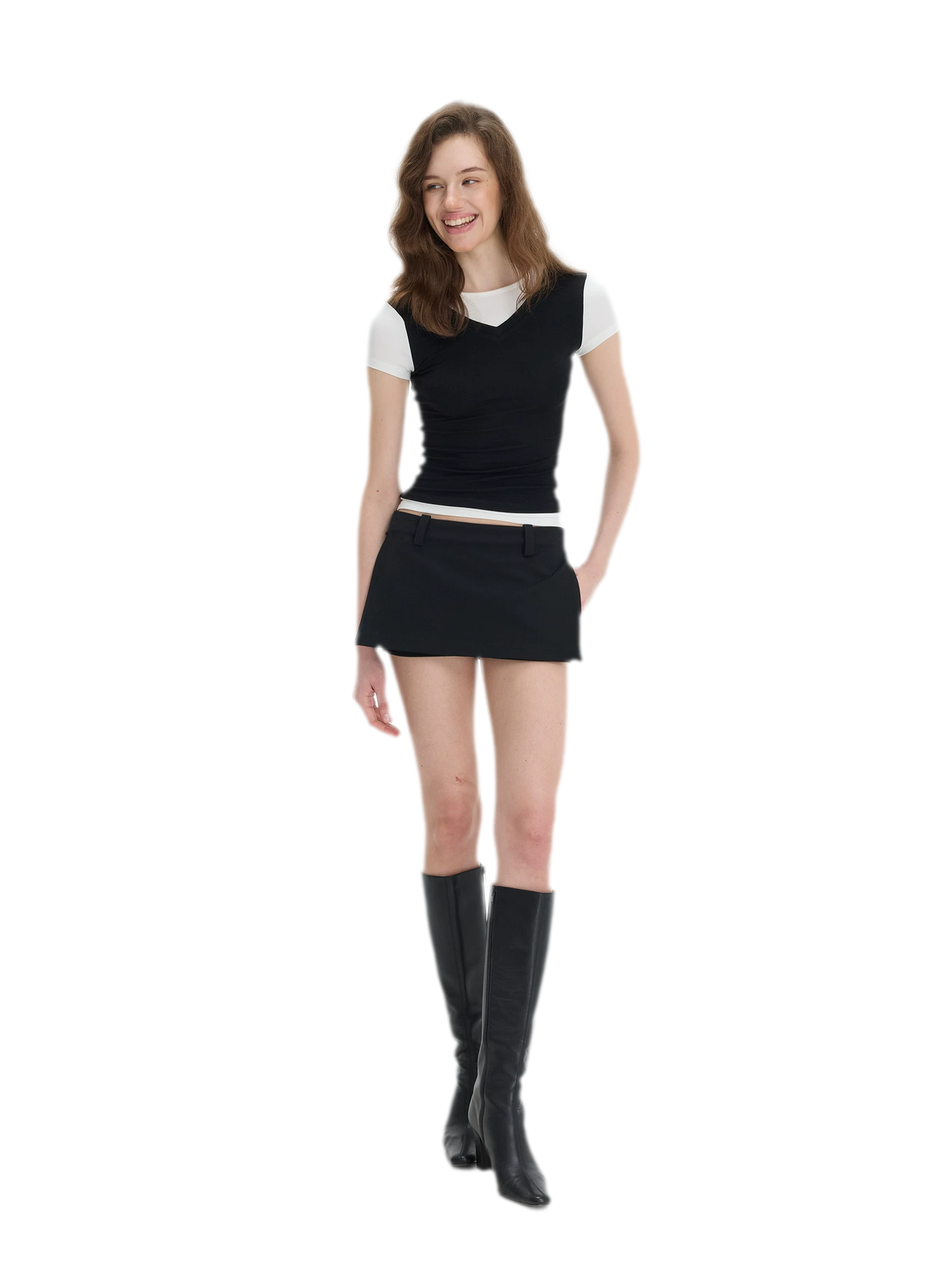 Contrast Faux Two-Piece T-Shirt