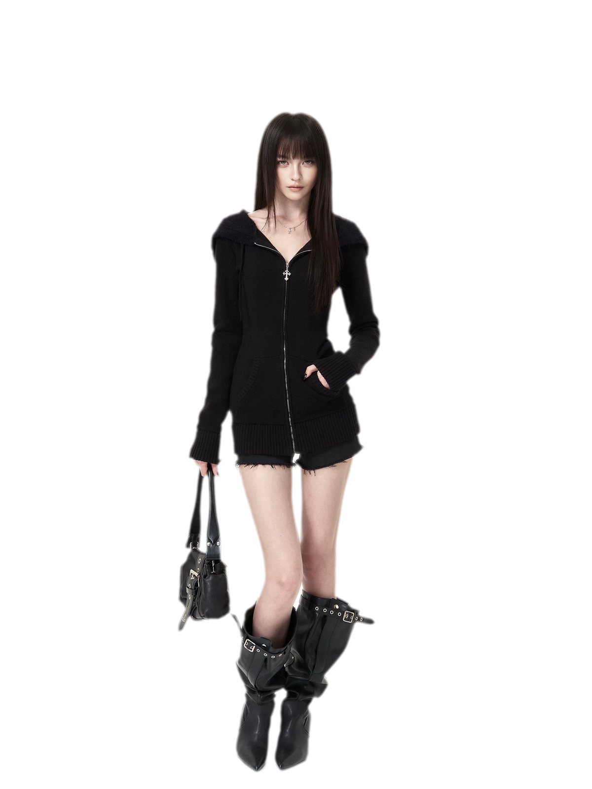 เสื้อฮู้ดโกธิกหูแมวขนฟู