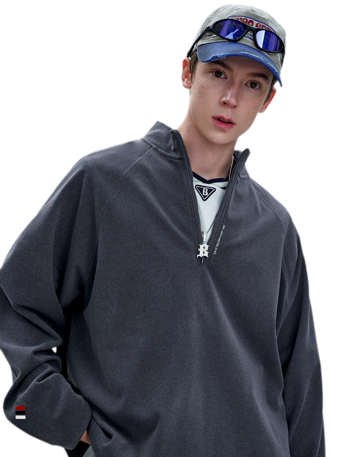 Vintage Oversized Half-Zip T-Shirt