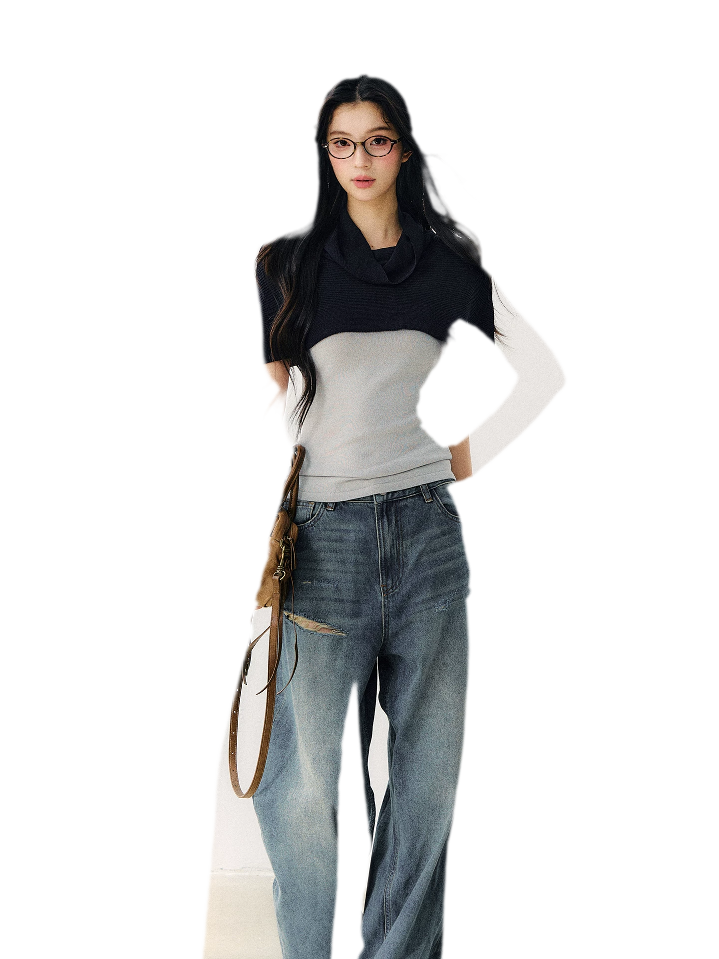 Detachable Knit Cape Set