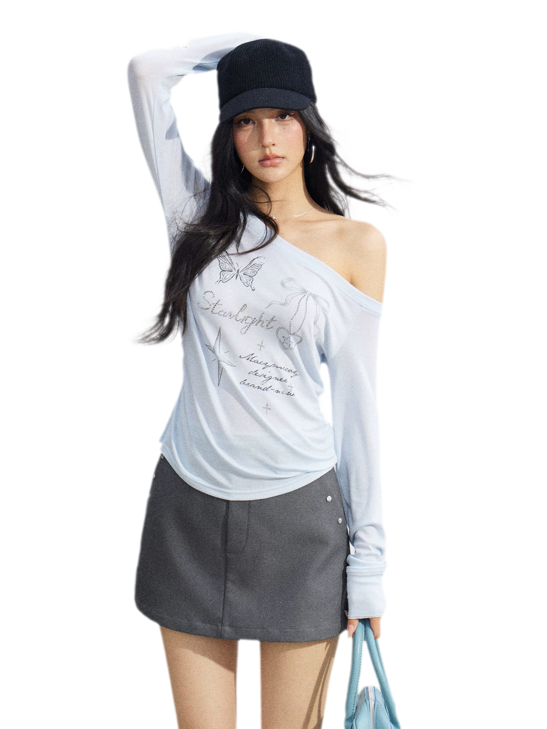 Asymmetric Off-Shoulder Sun Protection T-Shirt
