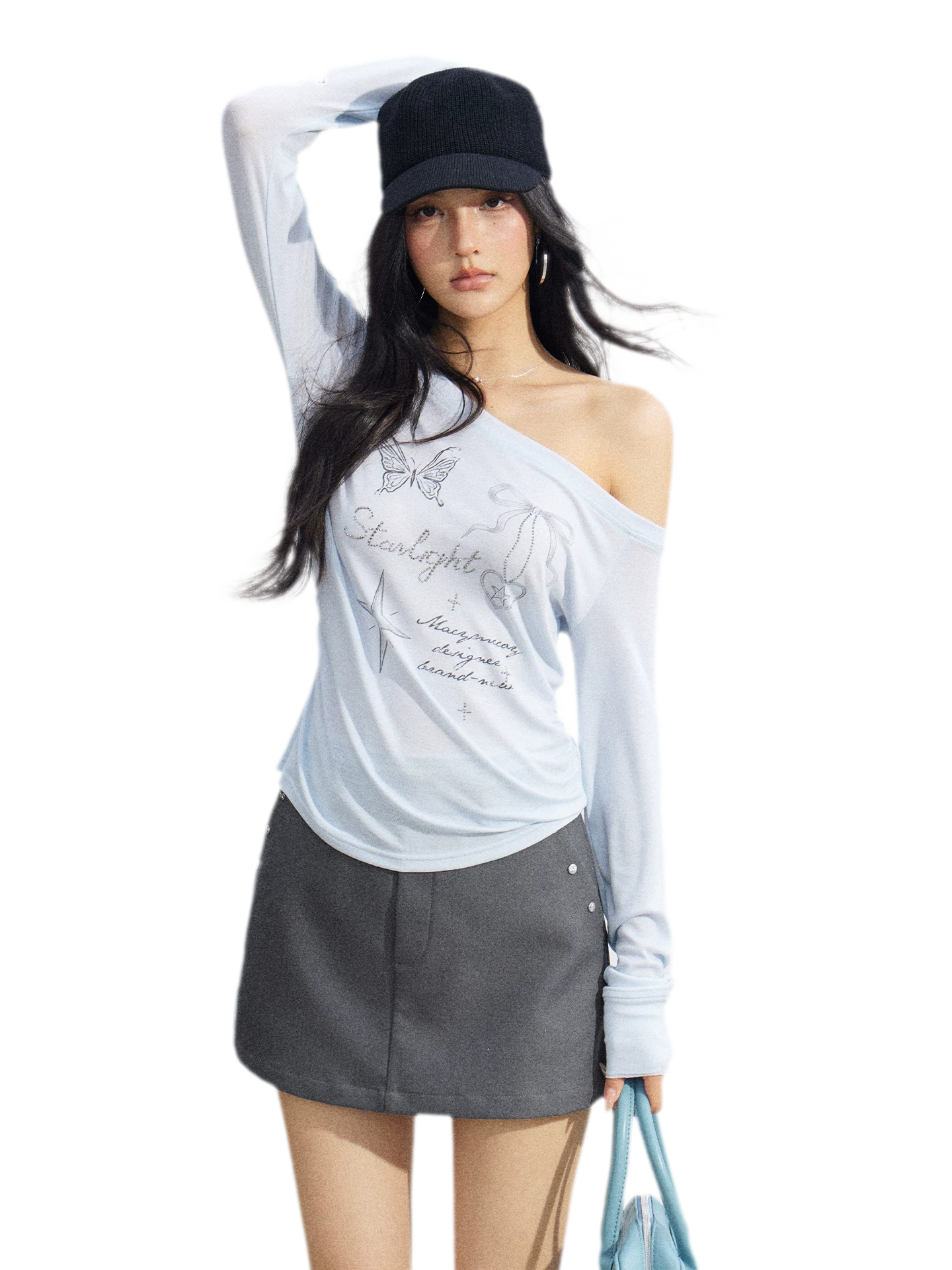 Asymmetric Off-Shoulder Sun Protection T-Shirt