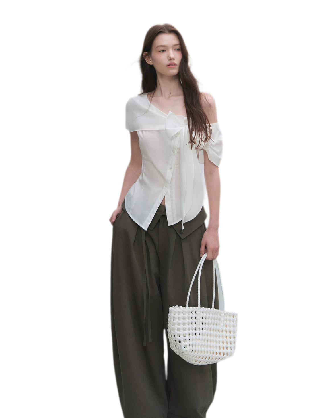 Asymmetric Bow Waist Blouse