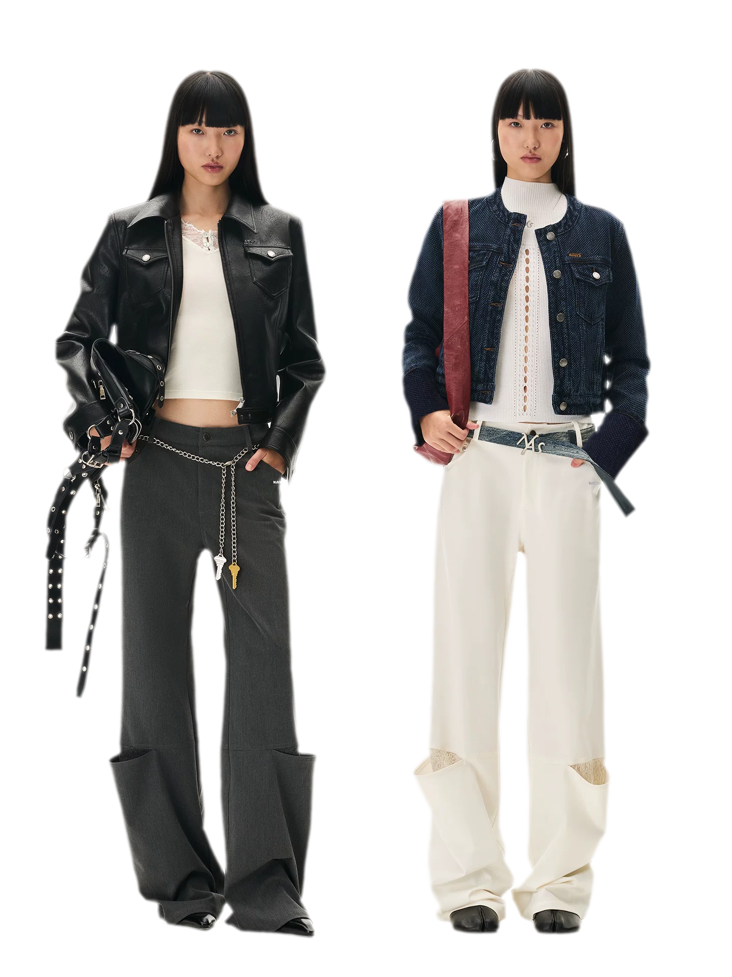Wool Lace Low-Rise Trousers