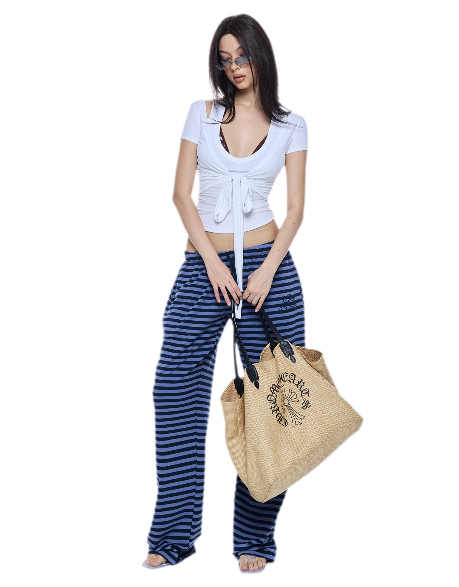 Striped Relaxed Wide-Leg Pants