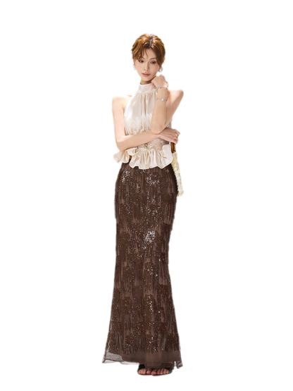 Vintage Sequin Tassel Skirt