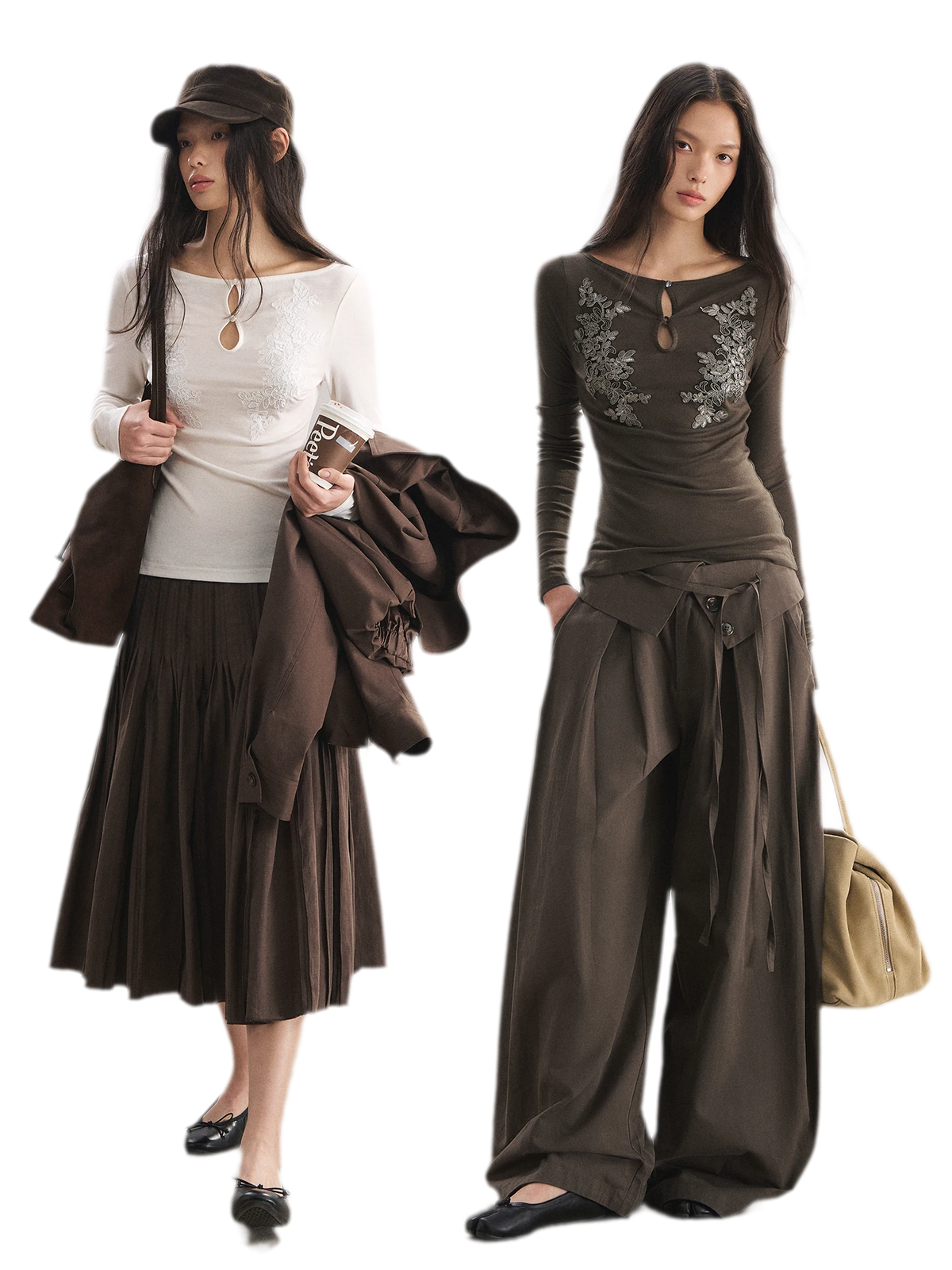 Top en maille Tencel brodé avec découpes