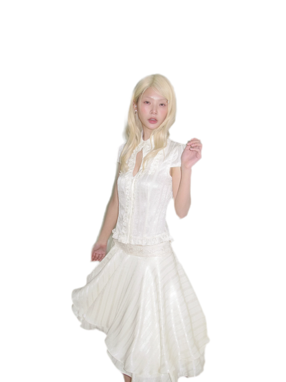 French Ruffle Short Blouse