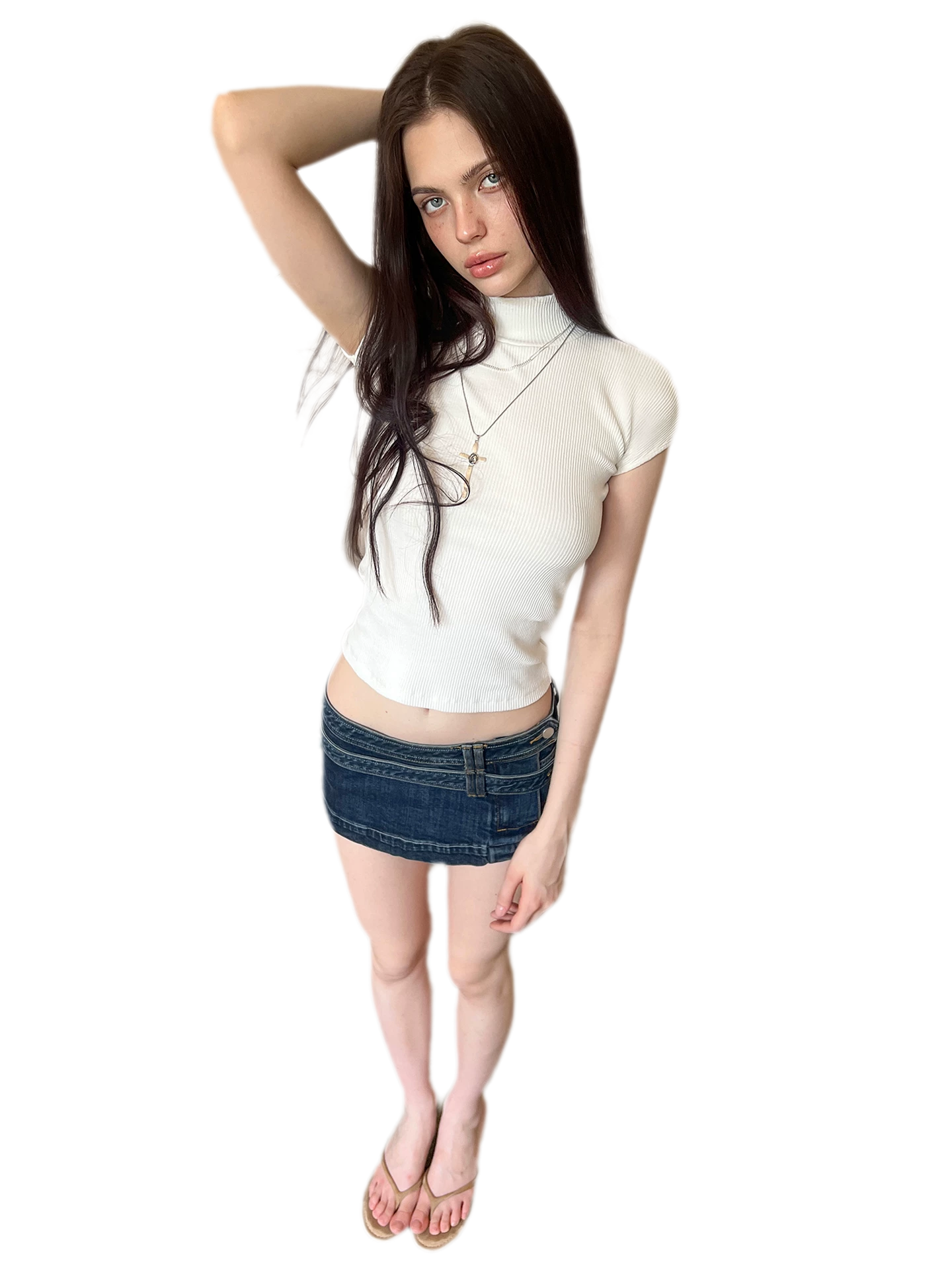 Washed Blue Mini Skirt