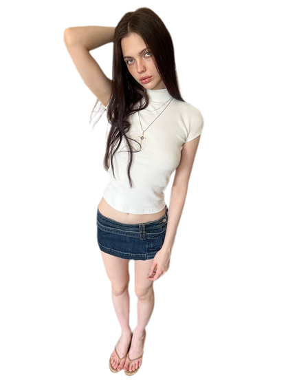 Washed Blue Mini Skirt