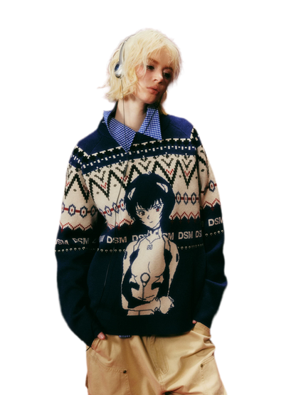 Jacquard Relaxed Graphic Sweater