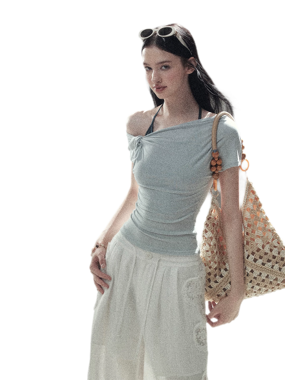 Asymmetric Twist Off-Shoulder Tee