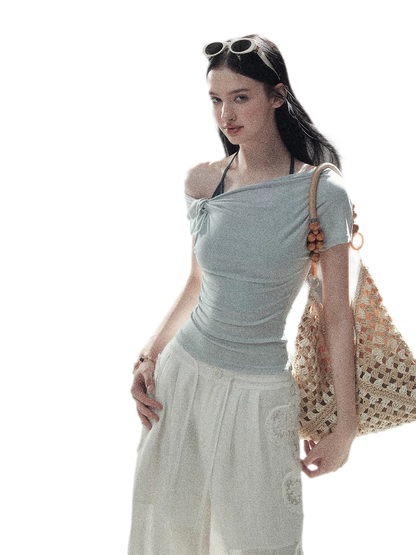Asymmetric Twist Off-Shoulder Tee