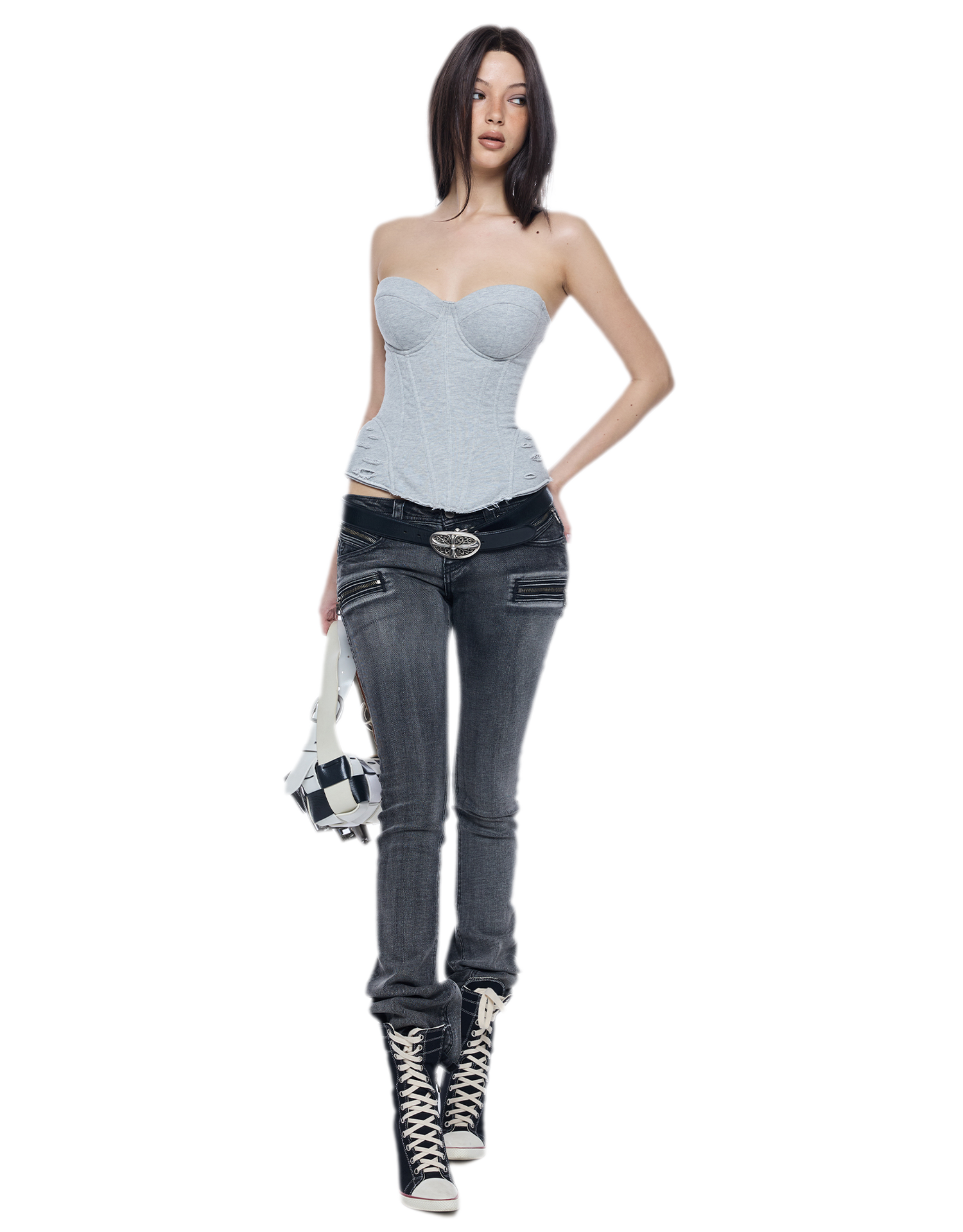 Washed Low-Rise Jeans