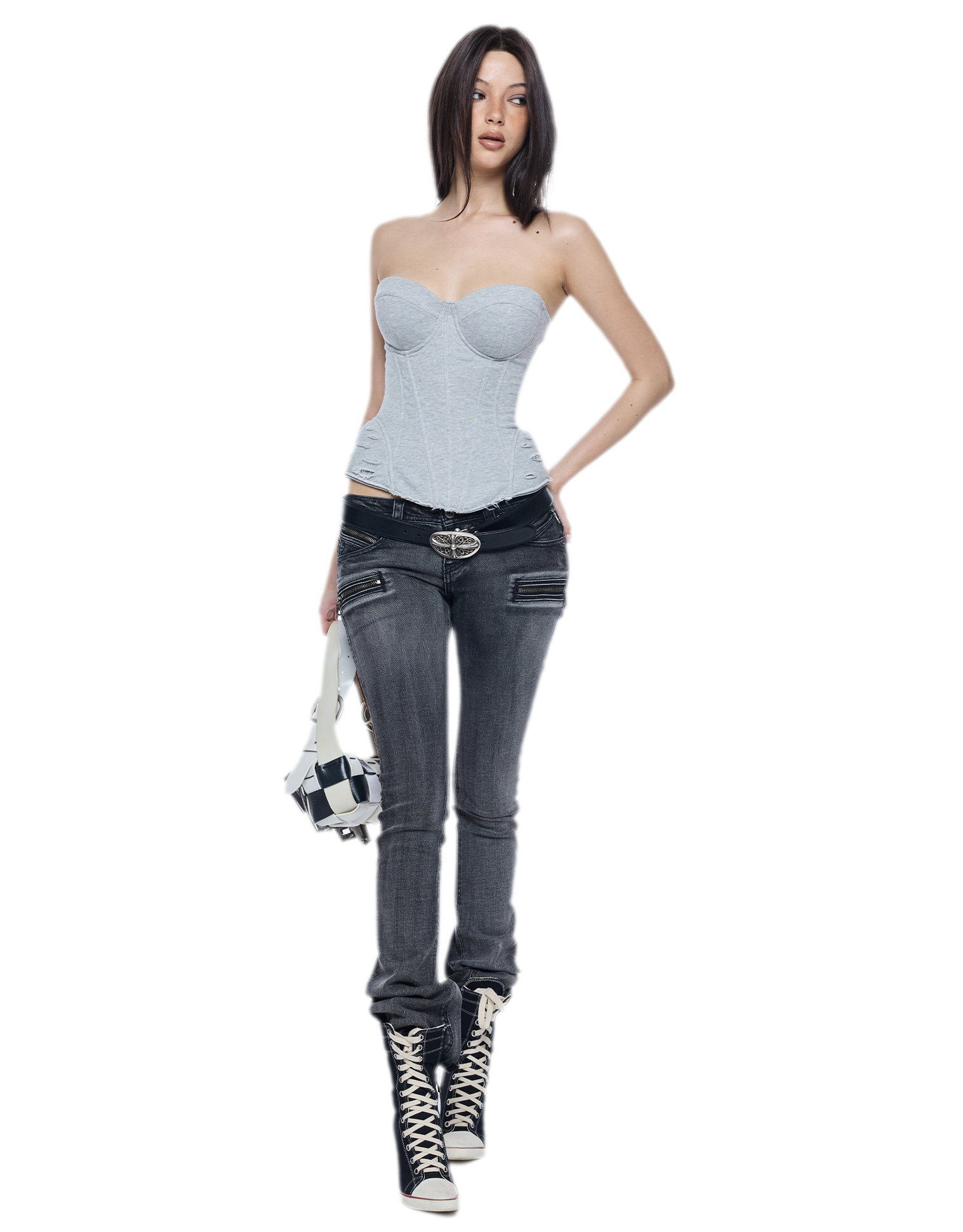 Washed Low-Rise Jeans
