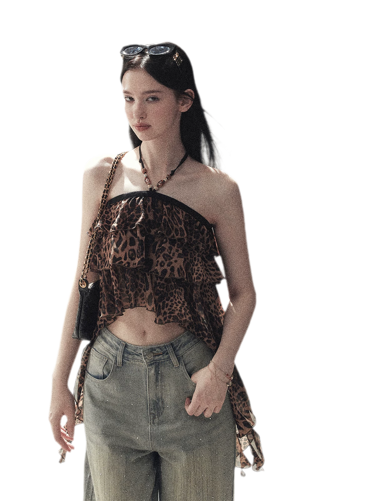 Leopard Ruffle Halter Top