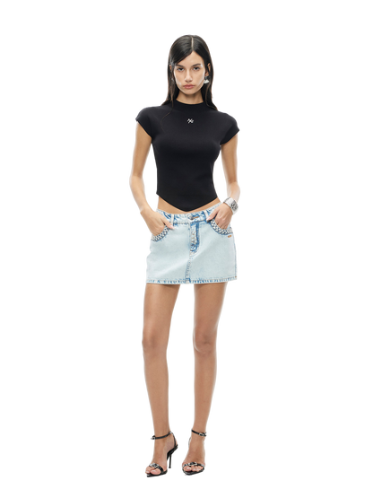 Wheat Ear Denim Mini Skirt