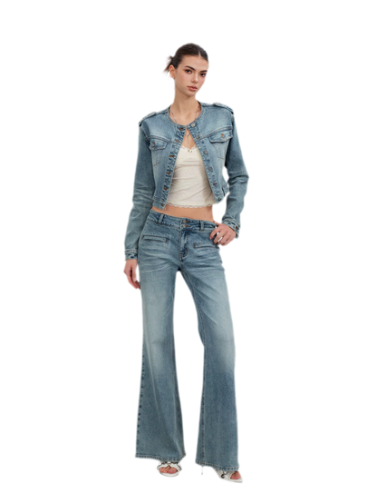 Washed Cat-Whisker Flare Jeans