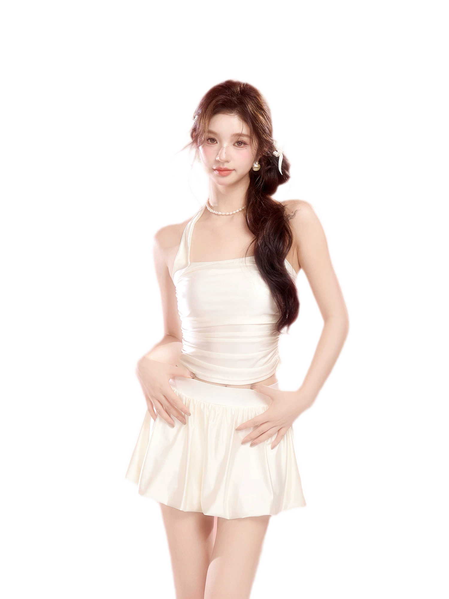 White Two-Piece Swim Dress