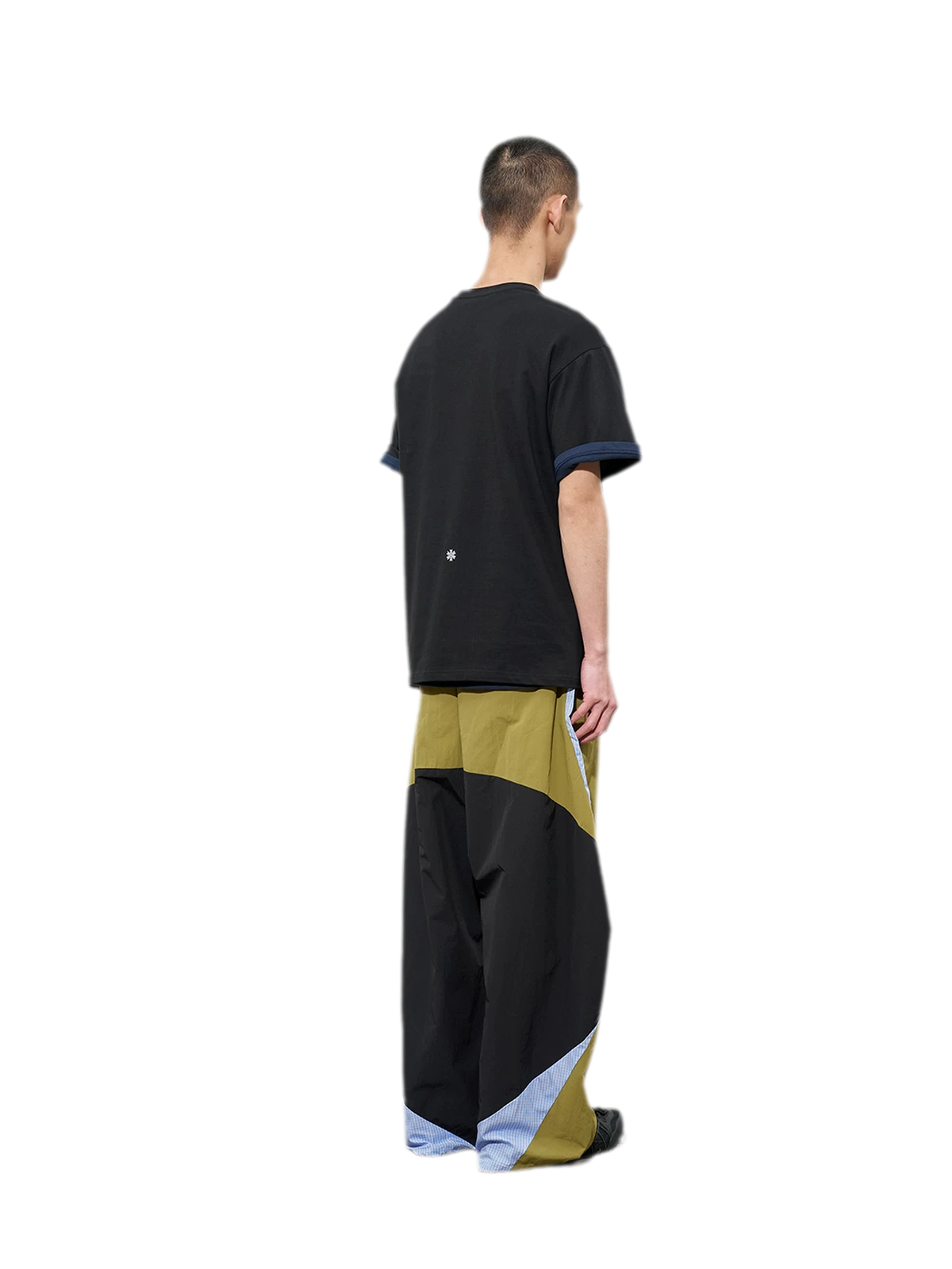 Pleated Color-Block Nylon Trousers