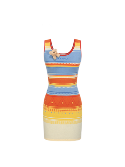 Striped Cutout Knit Dress