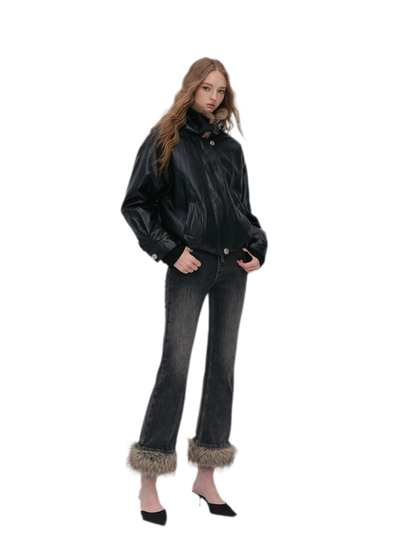 Metallic Leopard Collar Jacket