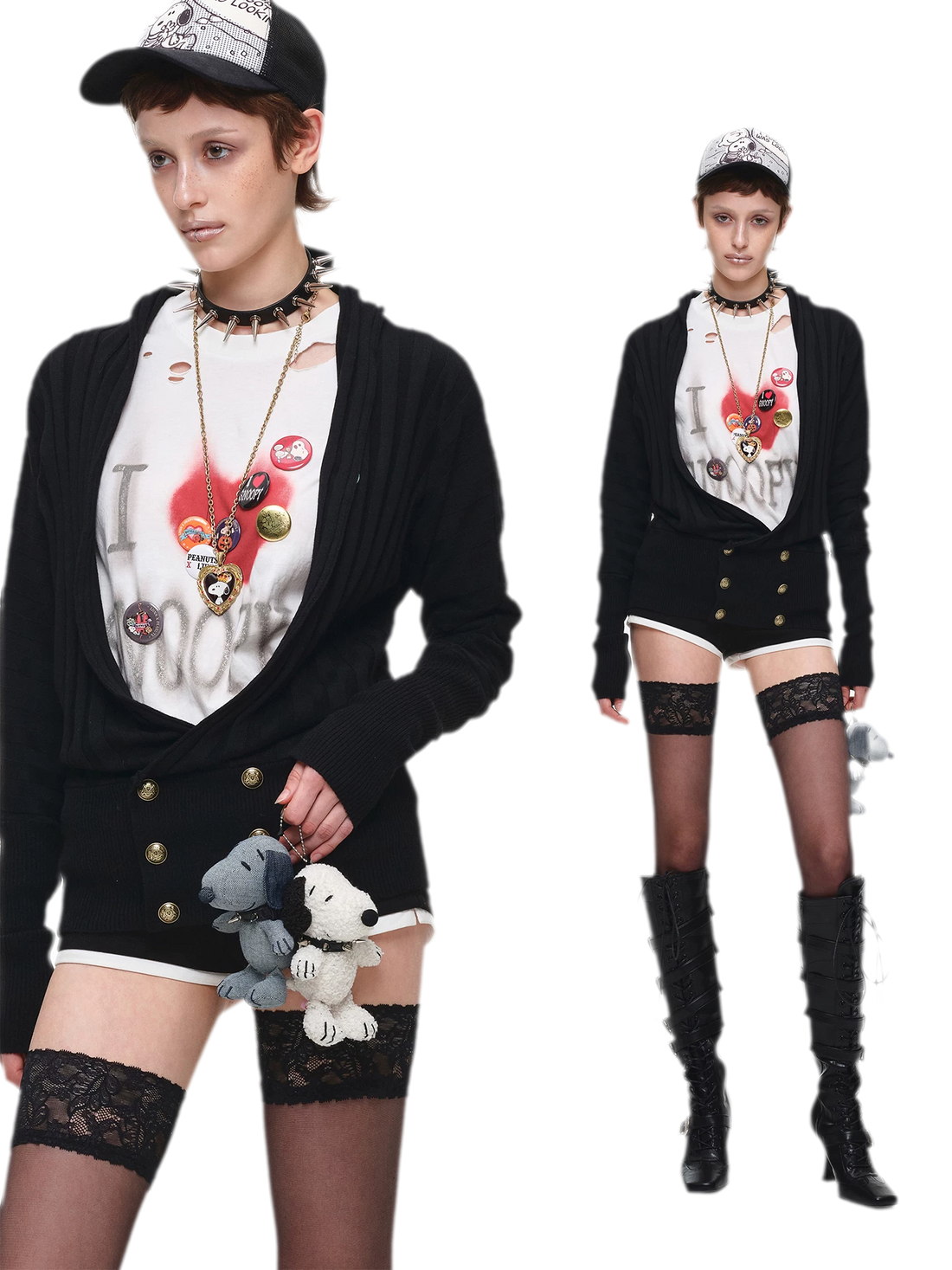 Double-Breasted V-Neck Cardigan