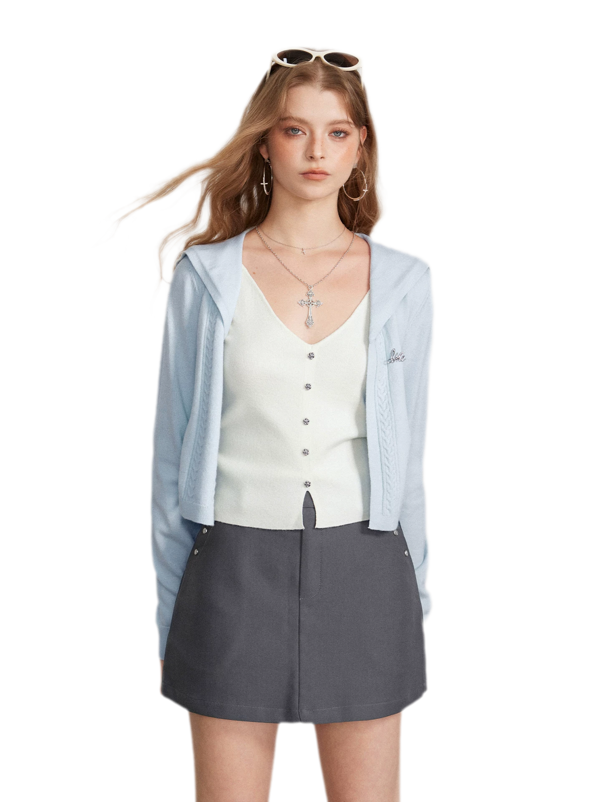 Textured Sailor Collar Sweater
