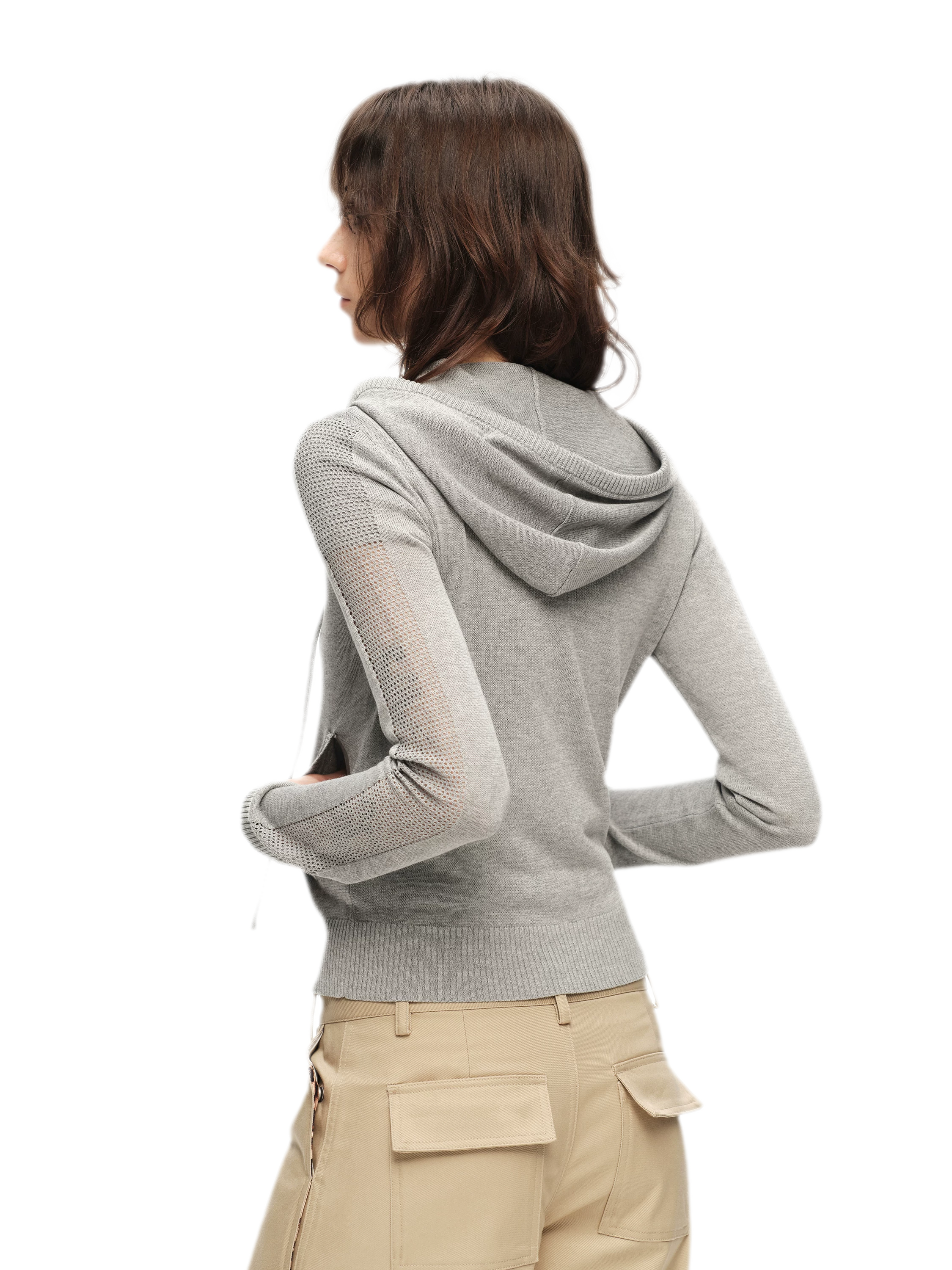Viscose Honeycomb Hooded Cardigan