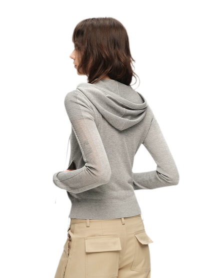 Viscose Honeycomb Hooded Cardigan