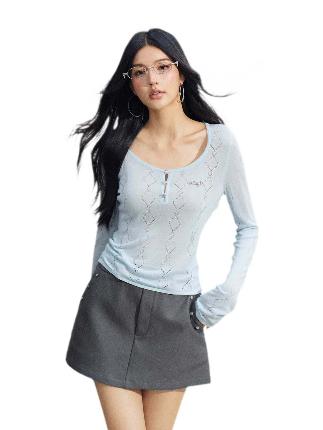 Ice Silk Hollow Knit Top