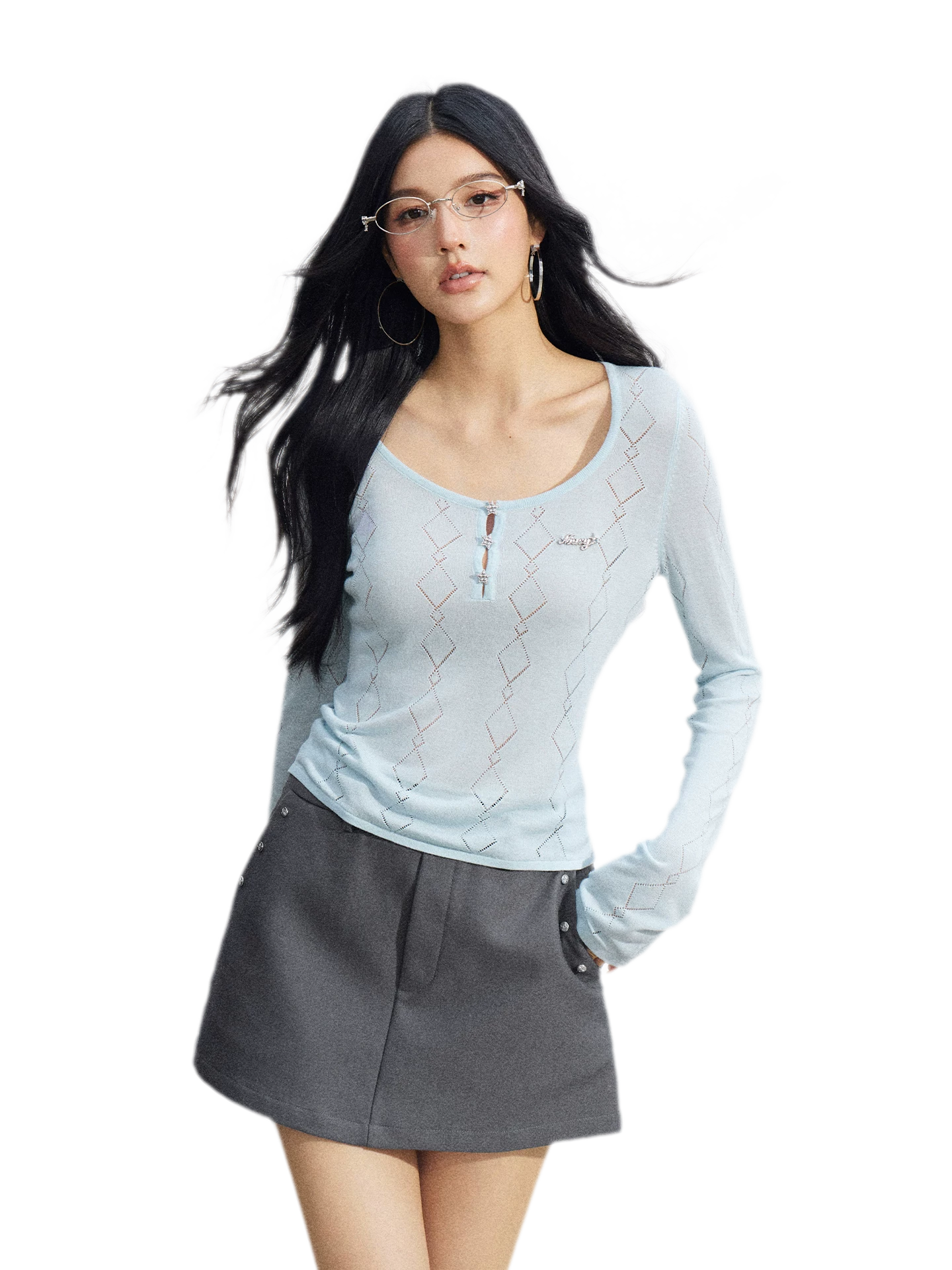 Ice Silk Hollow Knit Top