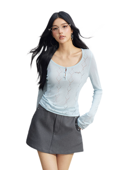 Ice Silk Hollow Knit Top