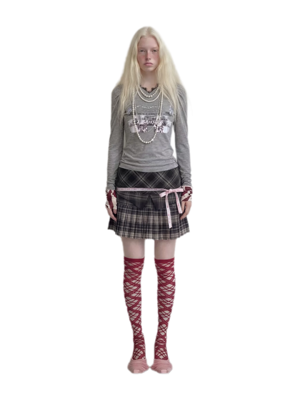 Lace Panel Fitted Long-Sleeve T-Shirt