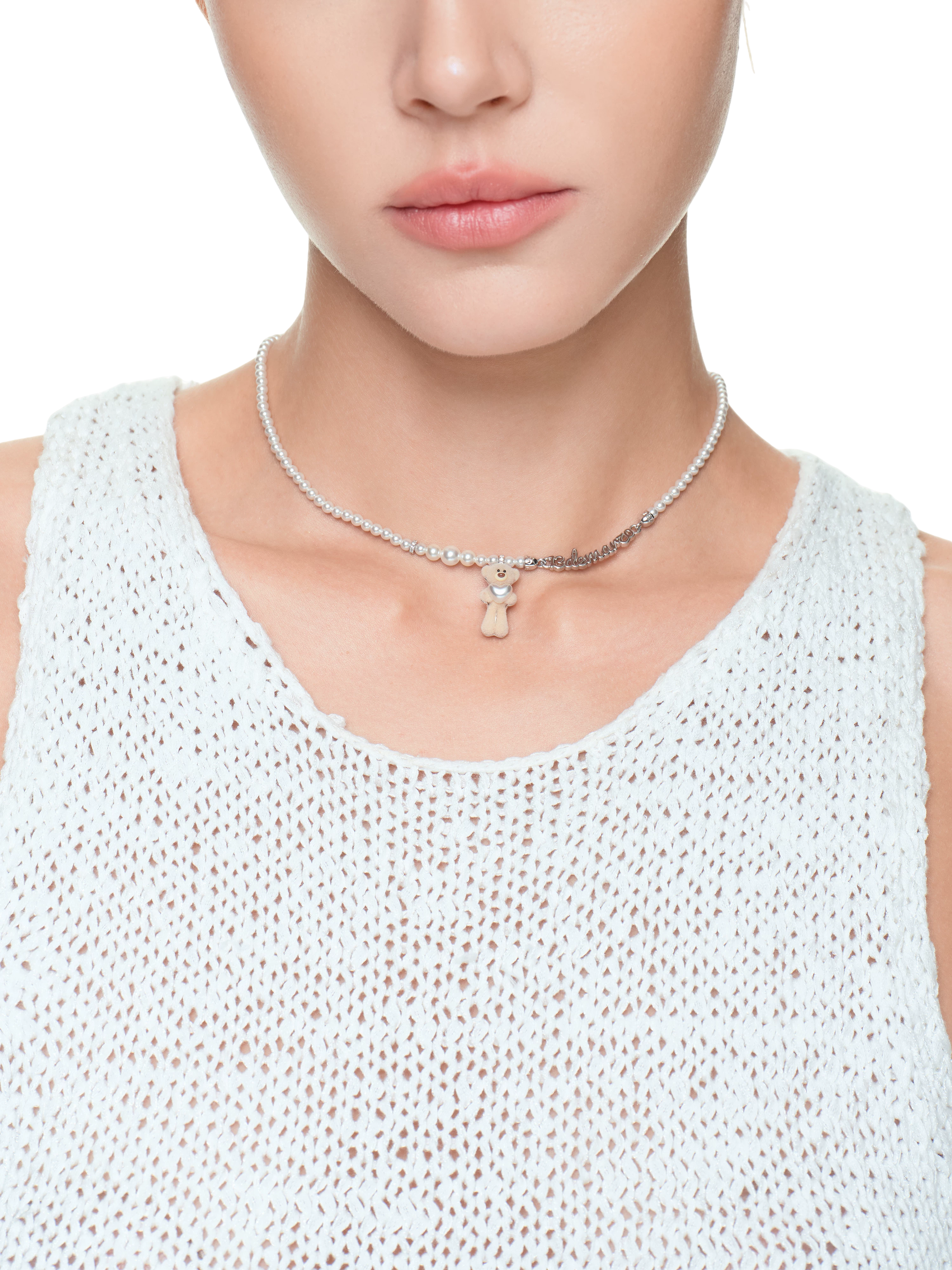 Bear Hug Pearl Heart Necklace