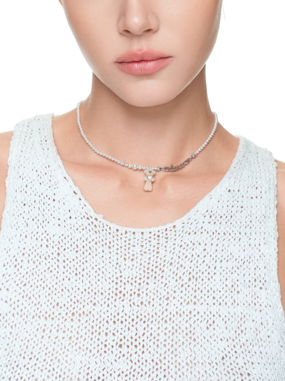 Bear Hug Pearl Heart Necklace