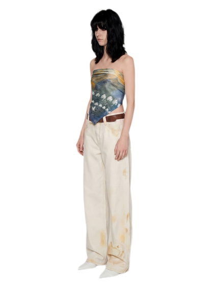 Denim Print Silk Scarf