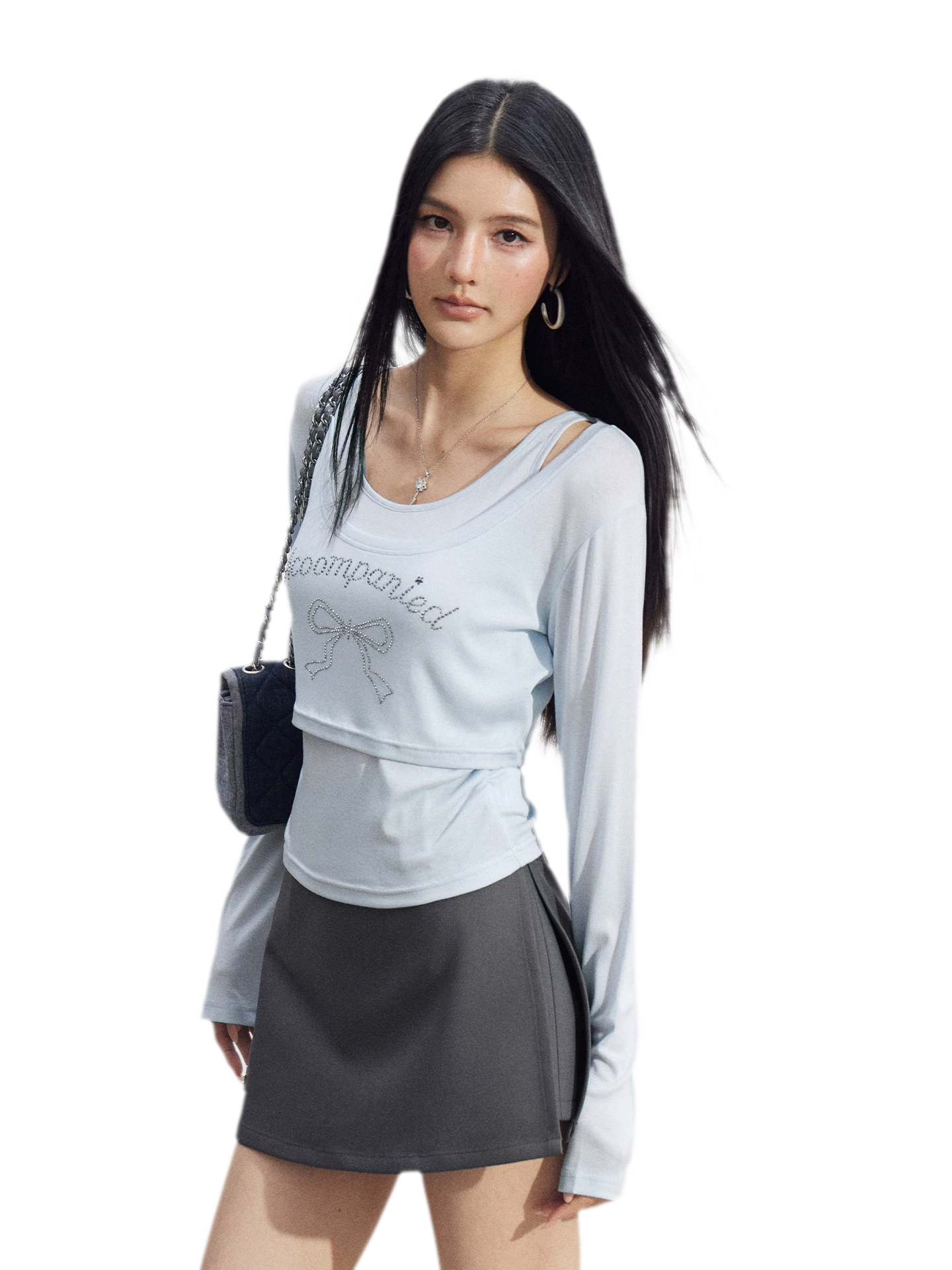 Bow Rhinestone T-Shirt Set