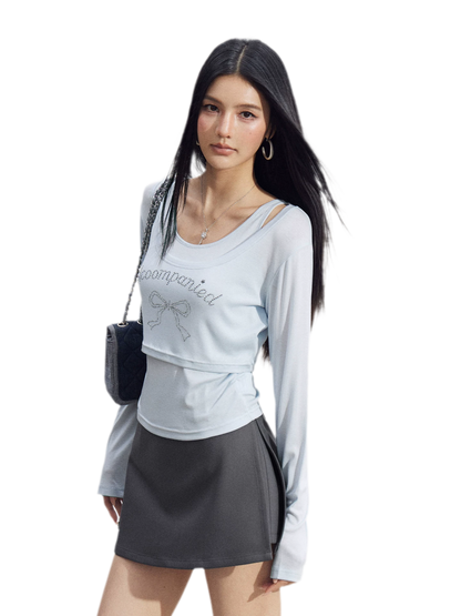 Bow Rhinestone T-Shirt Set