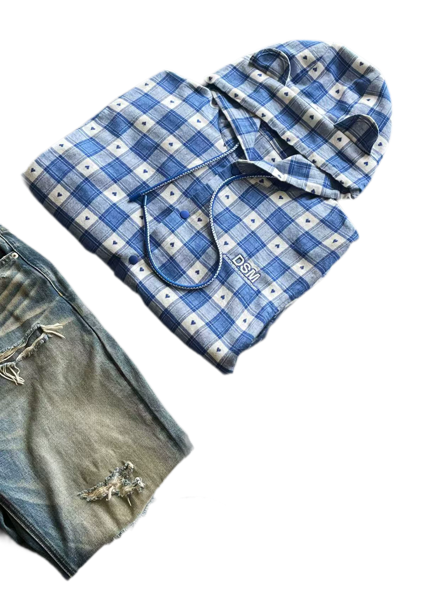 Brushed Plaid Hooded Overshirt