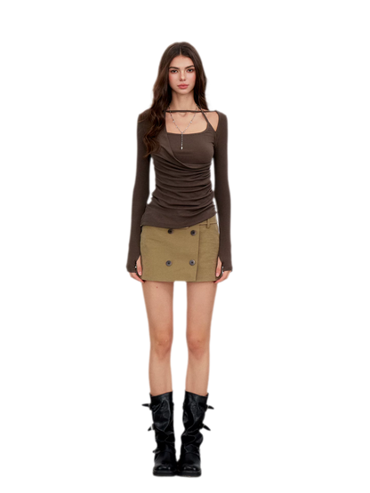 Vintage Utility Belted Mini Skirt