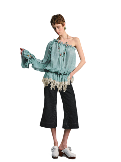 One-Shoulder Chiffon Blouse