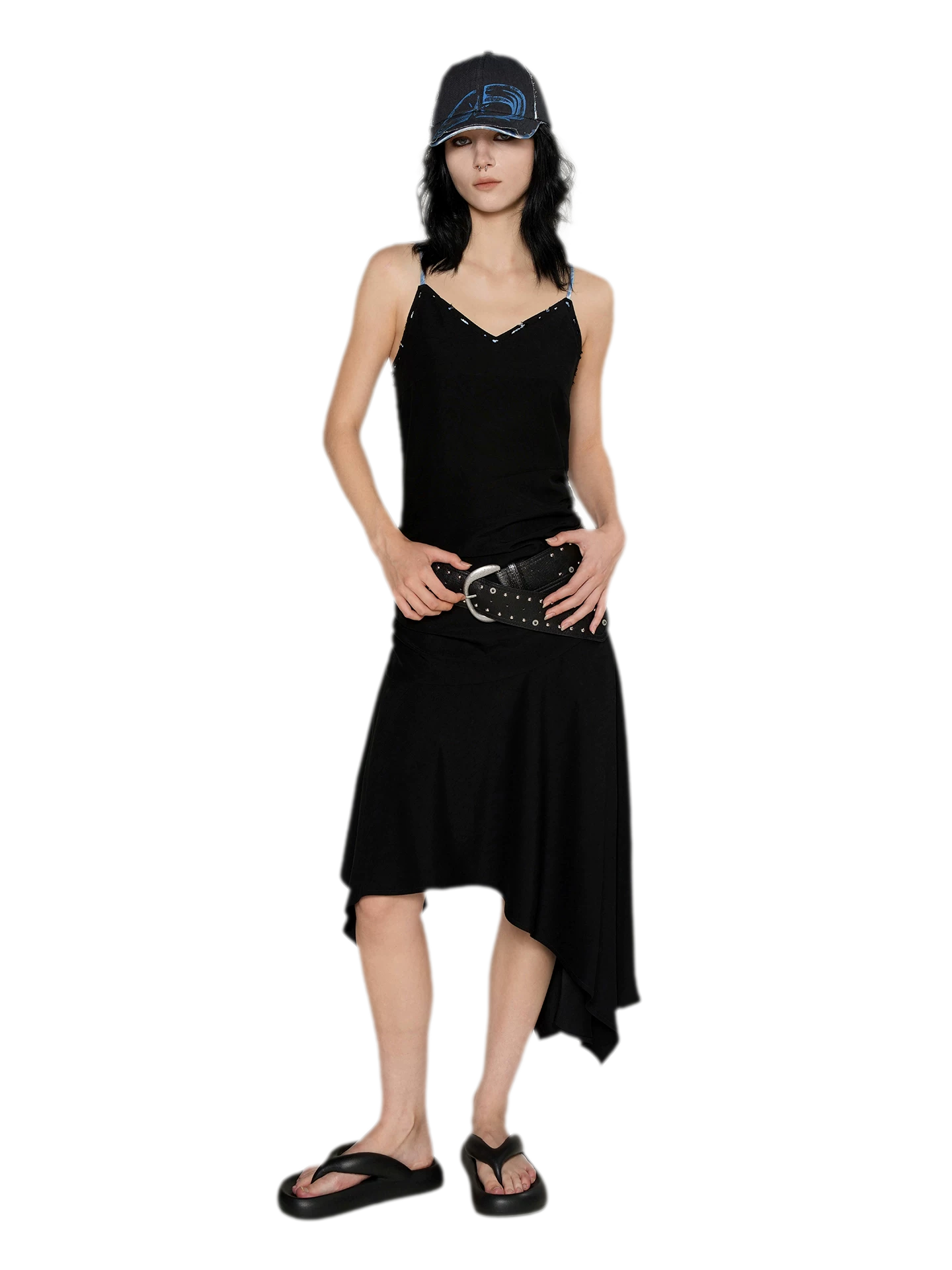Acetate Asymmetric Slip Dress