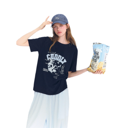 Cat Print Relaxed T-Shirt