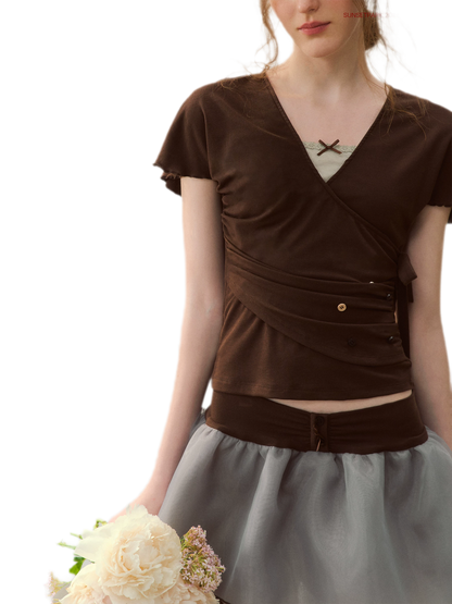Ruffle Sleeve Two-Piece Tee