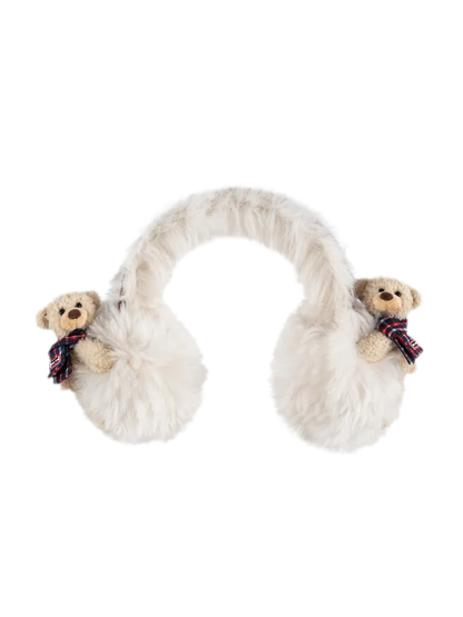 Paraorecchie in peluche a forma di orso con fiocco