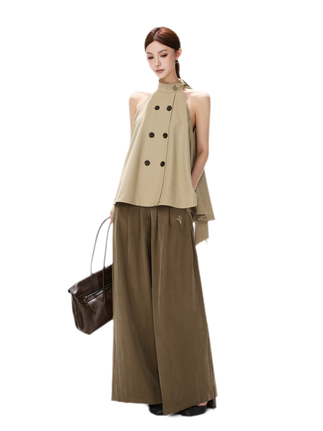 Twill Asymmetric Halter Top