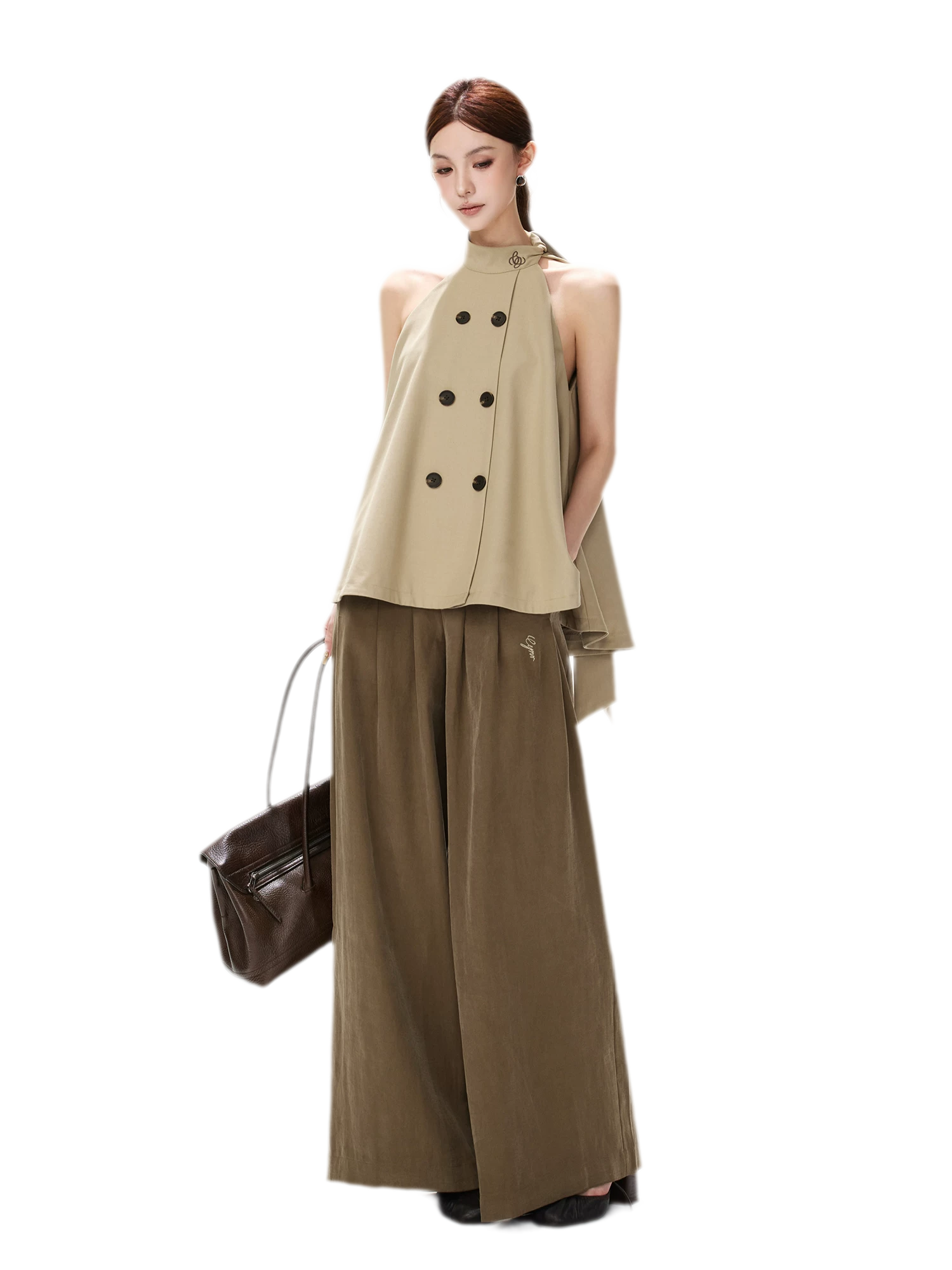 Twill Asymmetric Halter Top