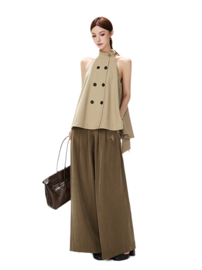 Twill Asymmetric Halter Top