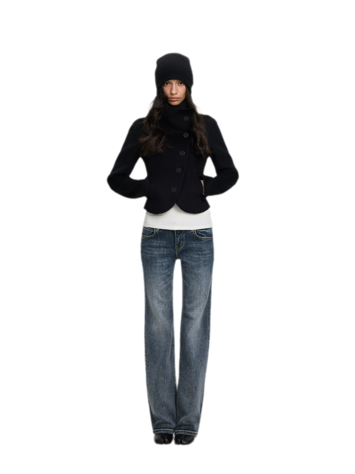 Jean délavé taille mi-basse